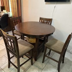 High Top Wood Table W Chairs