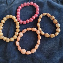 4 Different Faux Pearl Bracelets 