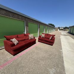 Red Couch And Loveseat Free Delivery