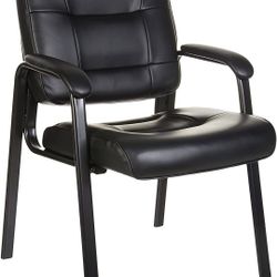 Amazon Basics Classic Faux Leather Office Desk Guest Chair with Metal Frame - Black

