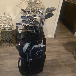 FULL GOLF CLUBS SET WITH CALLAWAY GOLF BAG(15 CLUBS SET)PING,CALLAWAY, MIZUNO 