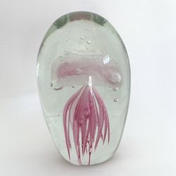 Glow In The Dark Jellyfish Art Glass Paperweight