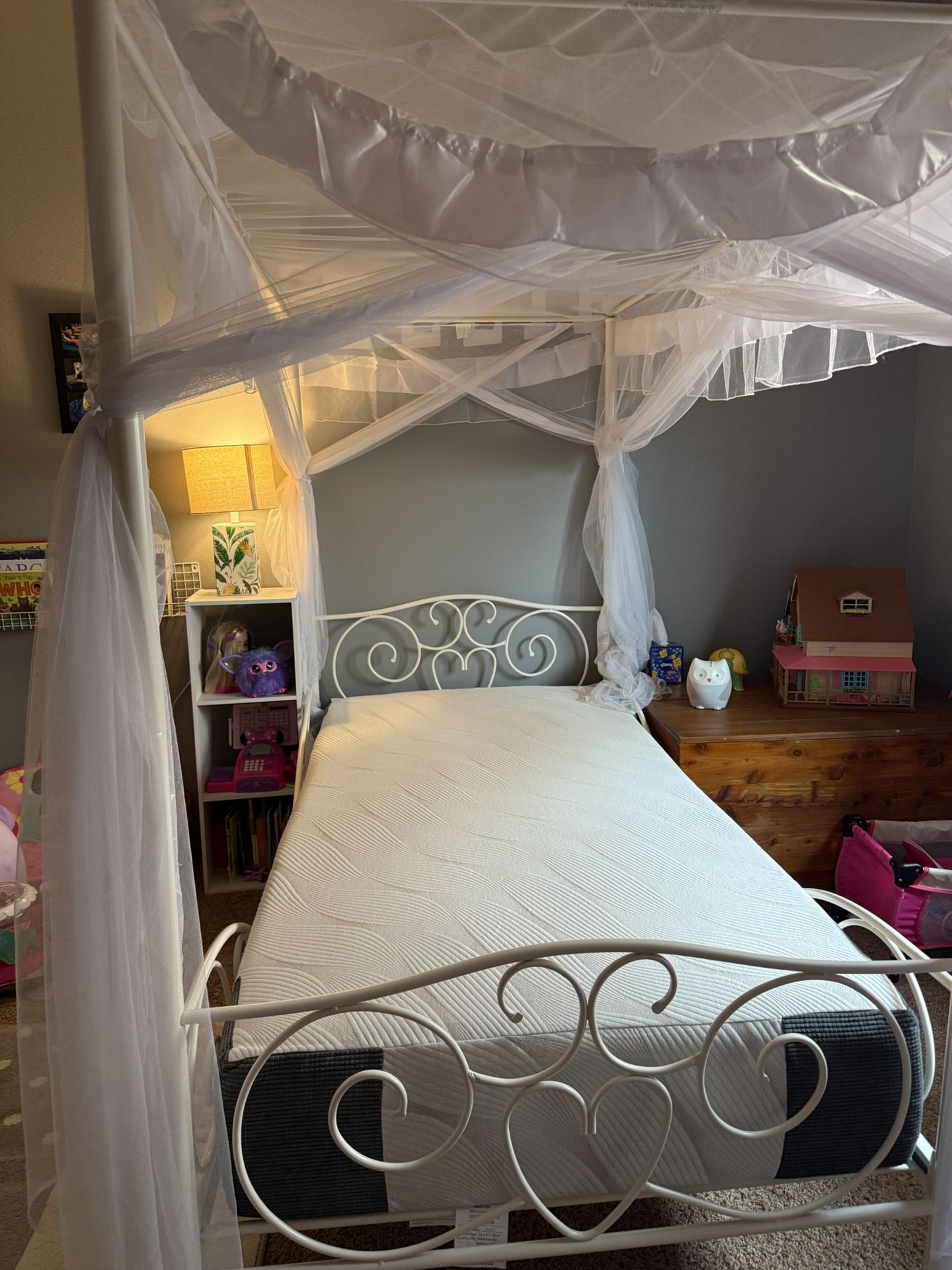 TwinCanopy Sturdy Bed Frame, Metal, Full, White: no mattress