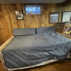 Wood Trundle Bed with cushions and cover