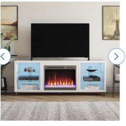 New In Box Tv Stand Electric Fireplace Remote Control Heat Led Light 