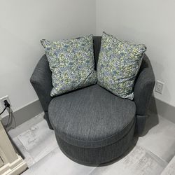 Barrel Chair, Blue, Swivel