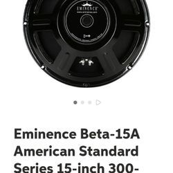 Eminence Beta 15A 300 Watt 15 Inch Speaker 8 Ohm 