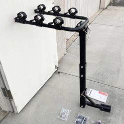 $49 (New in box) Tilt Folding 3-Bike Mount Rack Bicycle Carrier 2” Hitch 110lbs Max w/ No-Wooble U Bolt & Straps