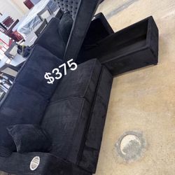Beautiful Black Sectional Sofa Set 