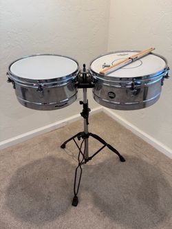 $150 cash Meinl timbales 13 & 14” stand sticks key great cond in Upland 91784