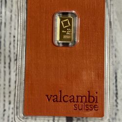 .5 gram Gold Bar - Valcambi Suisse - 999.9 Fine in Sealed Assay