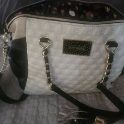 
Luv Betsey by Betsey Johnson Black and Pink Quilted Tote Bag Purse