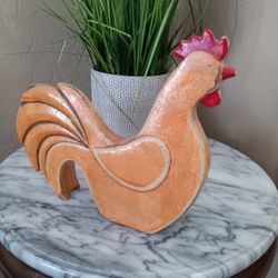 $14 Vintage Farmhouse Ceramic Rooster Figurine, Rustic Look