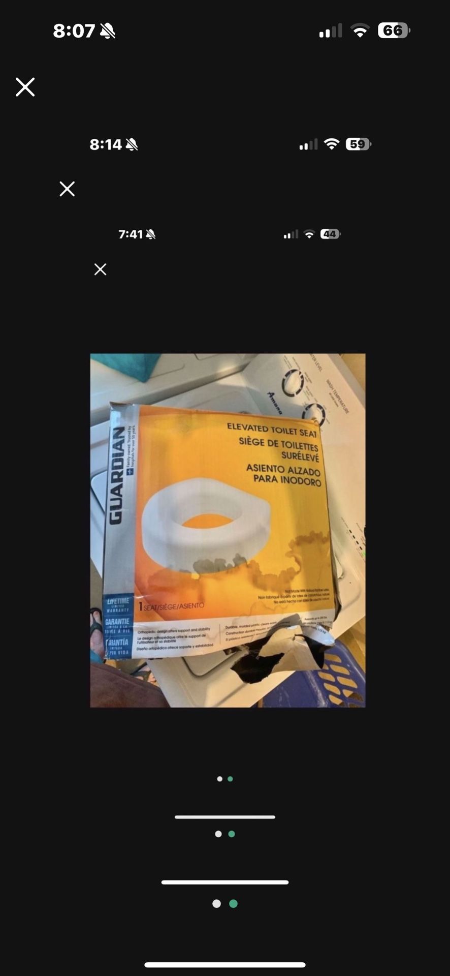 New open box Guardian elevated toilet seat new open box great afternoon, knee surgery or hip surgery to put on your toilet