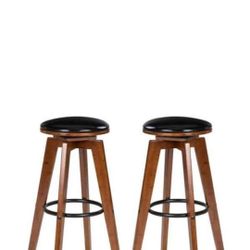 30 in H Black Swivel Bamboo Upholstery Bar Stool ( Set of 2) TWO SETS AVAILABLE