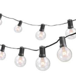 New in box  50-Foot, 50 Socket Indoor/Outdoor Patio String Lights with 55 Globe G40 Bulbs, Great Wedding Lights, Decorations for Patios, Porches