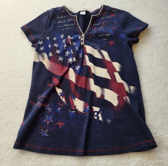 Christopher and Banks Red White and Blue Patriotic Top Women's Size Small