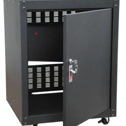 AST4611 Steel Equipment Stand/Rack Mount Cabinet With Door, Lock & Heavy Duty Casters