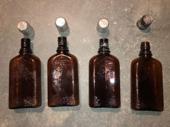 Bearded Man Whiskey Amber Bottle Vintage Gooderham & Worts Canadian Glass Bottle