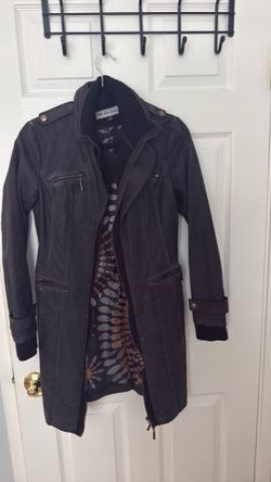 Faux leather trench coat
