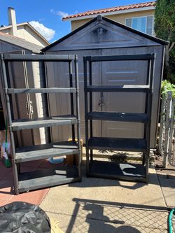 Black Plastic Storage Shelving Units – Set of 2