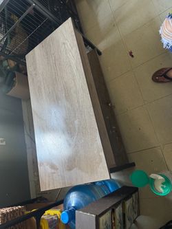 Wood-Top Dining Table with Metal Frame