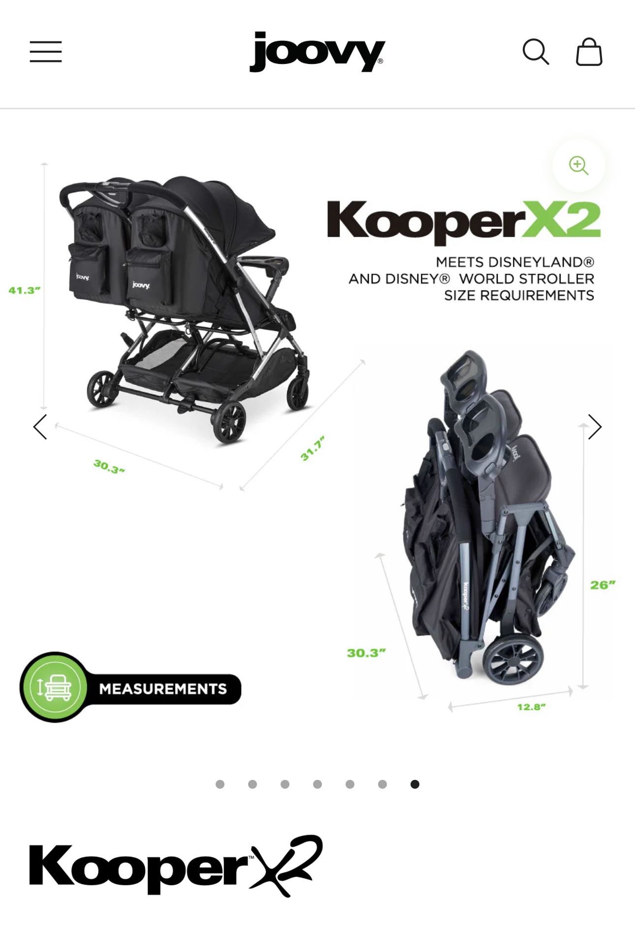 Joovy Kooper X2 Lightweight Compact Fold Double Stroller
