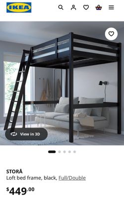 IKEA STORÅ Full Loft Bed Frame – Black Modified Height