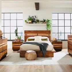 QUEEN SIZE PLATFORM BED W STORAGE, DRESSER,MIRROR, NIGHTSTAND, EXCLUSIVE DESIGN!!!