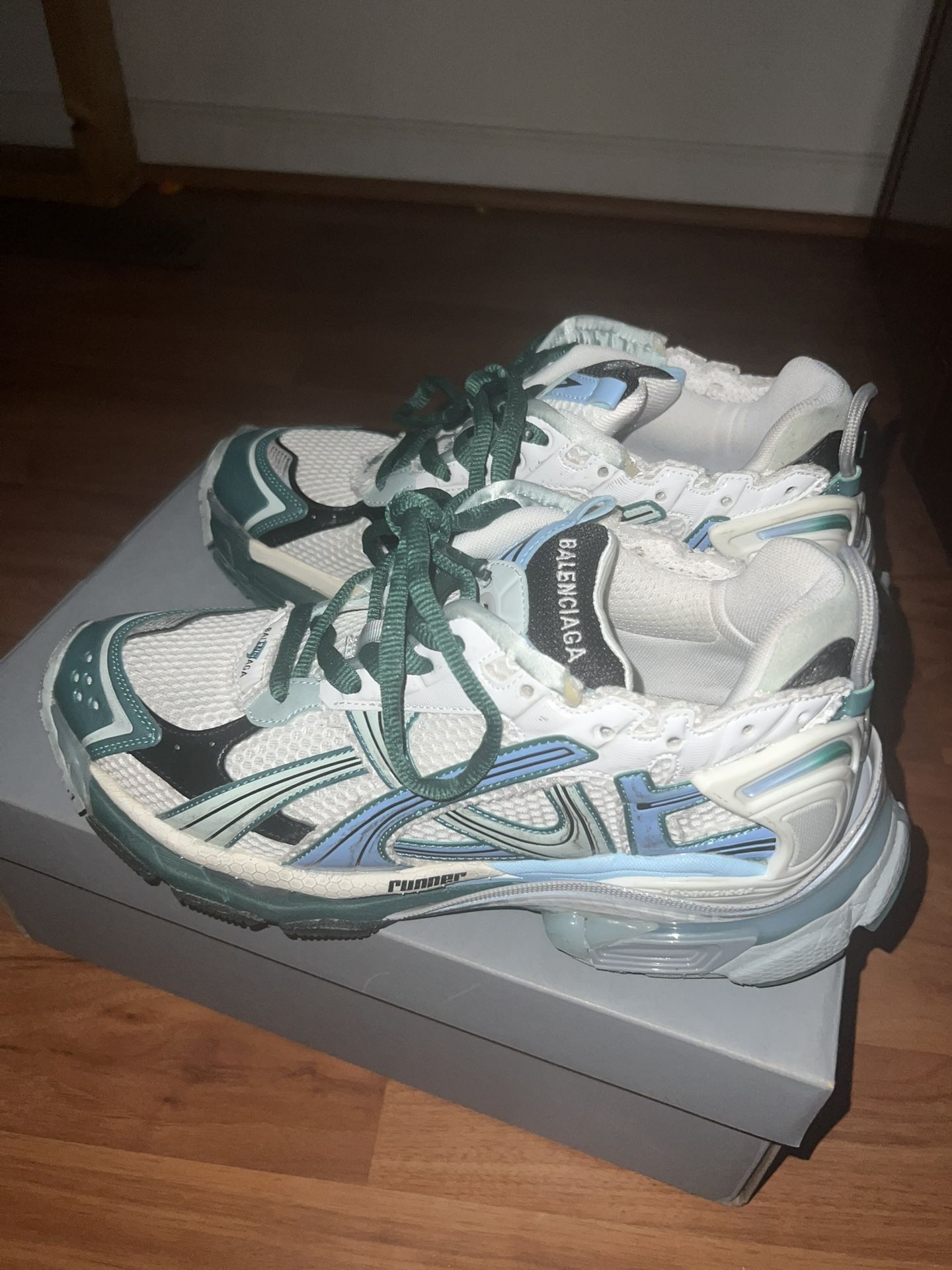 Blue green balenciaga runner