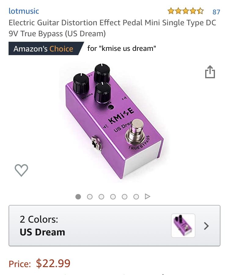 lotmusic 4.4 out of 5 stars 87 Reviews Electric Guitar Distortion Effect Pedal Mini Single Type DC 9V True Bypass (US Dream)