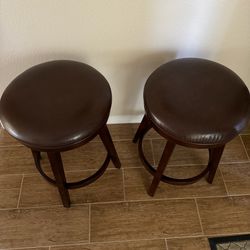 Brown Leather Bar/Counter Stools
