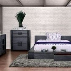 Brand New 4 PC Grey Platform Bedroom Set with Storage Drawers