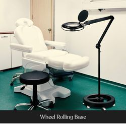 5X Salon Magnifying Glass Floor Lamp - 4 Wheel Rolling Base,Height Adjustable Gooseneck Standing Lighting Reading Magnifier Light for Professional Tas