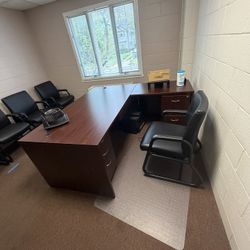 Large Brown L-Shaped Desk