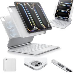 ESR iPad Pro 13 Keyboard Case with Easy-Set Magnetic Stand, Portrait/Raised Modes, Removable, Rebound 360 Series, White  The ESR iPad Pro 13 Inch Case