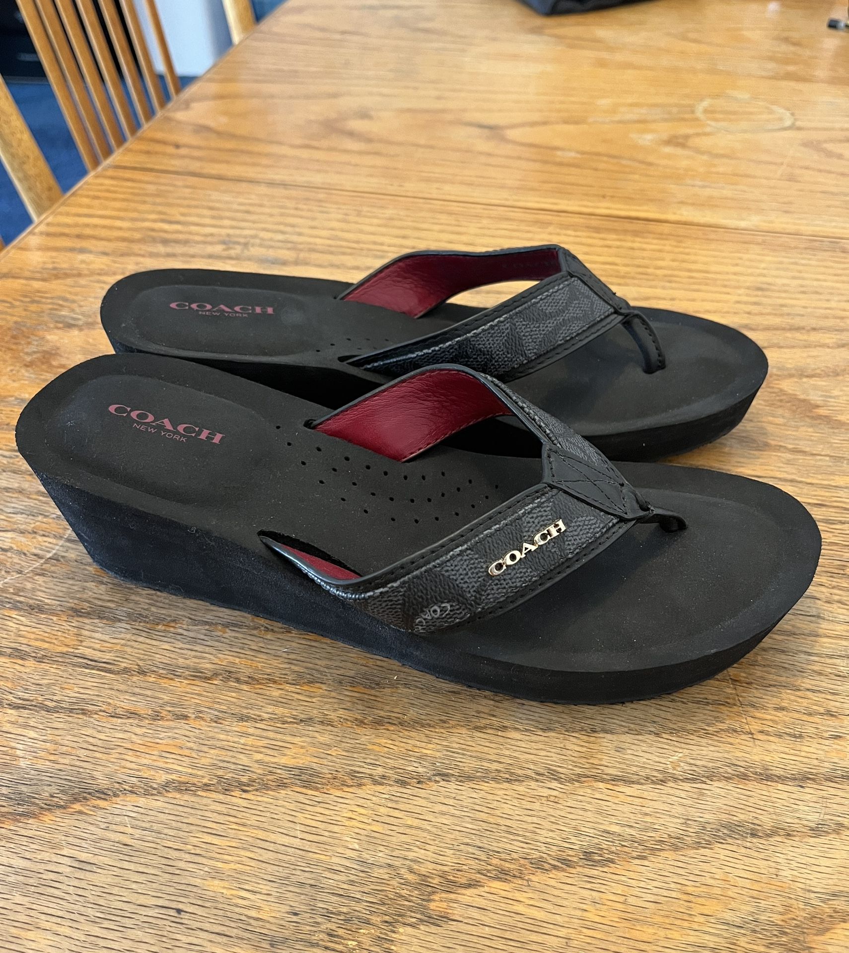 Coach Woman’s Wedge Heel Sandals Size 9.5 Lightly Used In Great Condition