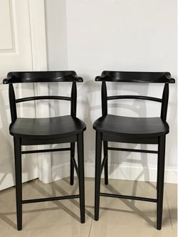 24” Black Wooden Counter Stools