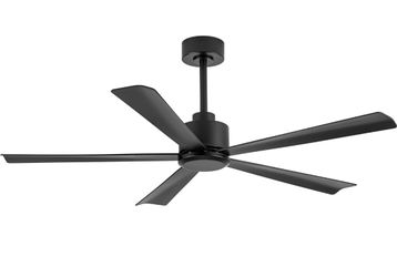 52 inch 5 Blade Ceiling Fans without Light Remote Control, Quiet Reversible DC Motor, 5 Black Blades, 6-Speed, Industrial Ceiling Fan for Home Kitchen