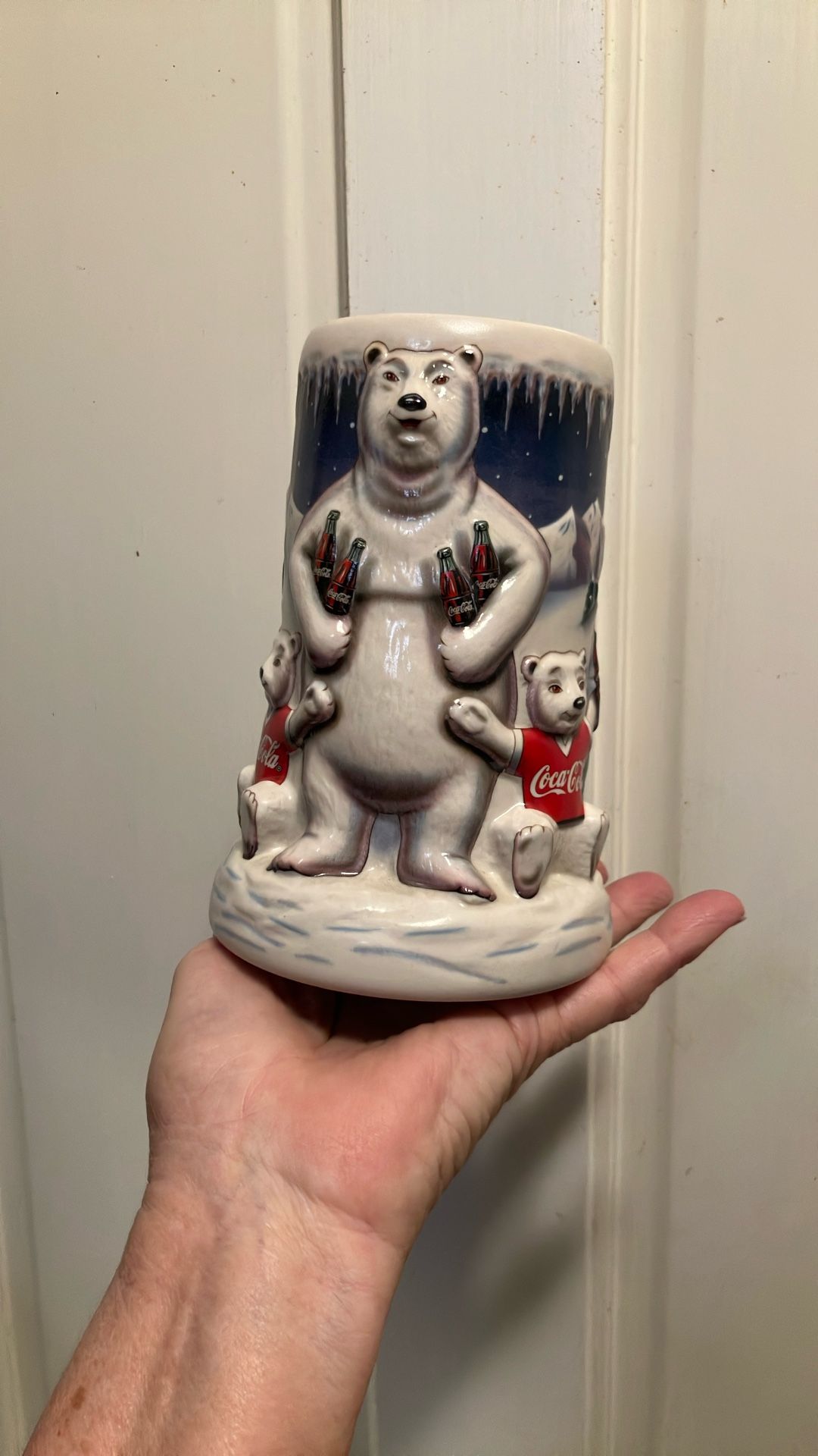 Coca Cola Bears On Ice Christmas Collectible Stein Mug