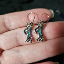 Turquoise & Sterling Silver Unicorn Earrings 