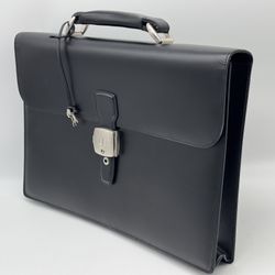 DUNHILL BLACK CALFSKIN LEATHER DOCUMENT CASE BRIEFCASE BAG 100% GENUINE ~$1550