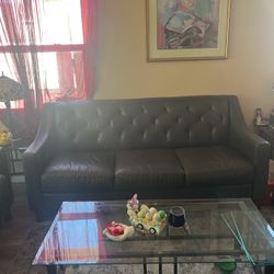 2 Leather Sofa. (grey)
