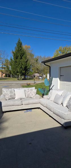 Light Gray Fabric Sofa and Loveseat Set