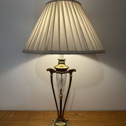 Vintage Brass And Cut Glass Table Lamp 