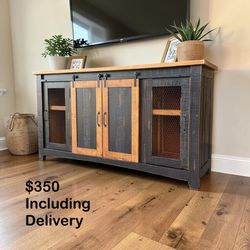 Rustic Industrial Media Console TV Stand - $350 Delivered