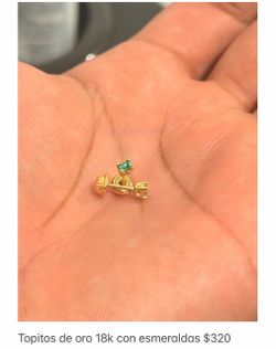 18K Gold Emerald Stud Earrings