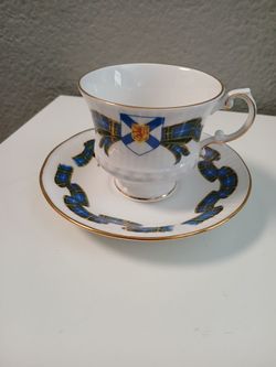 Nova Scotia Tartan bone China tea cup and saucer
