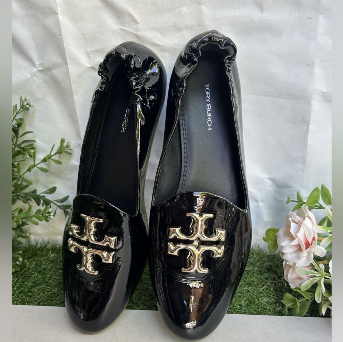 Tory Burch ELEANOR LOAFER women Black Patent Leather Shoes size 7 new