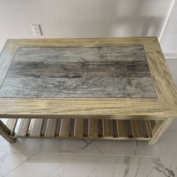 Beautiful Cream Coffee Table With Gray Coloring on Middle Reduced To $100
